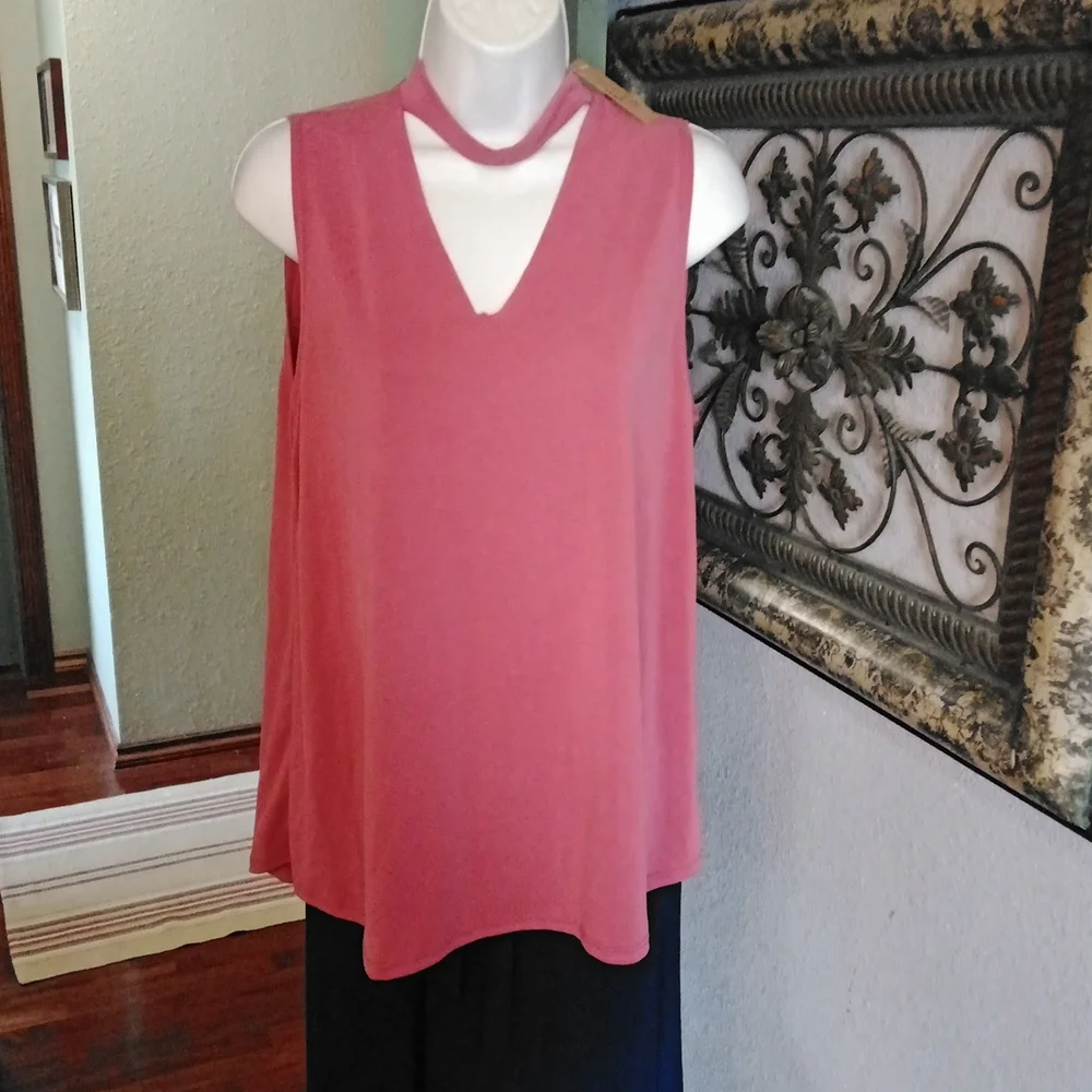 NWT Anthropologie Lavender Field Statement Neckline Rose Colored SL Top Sz S - Picture 1 of 11